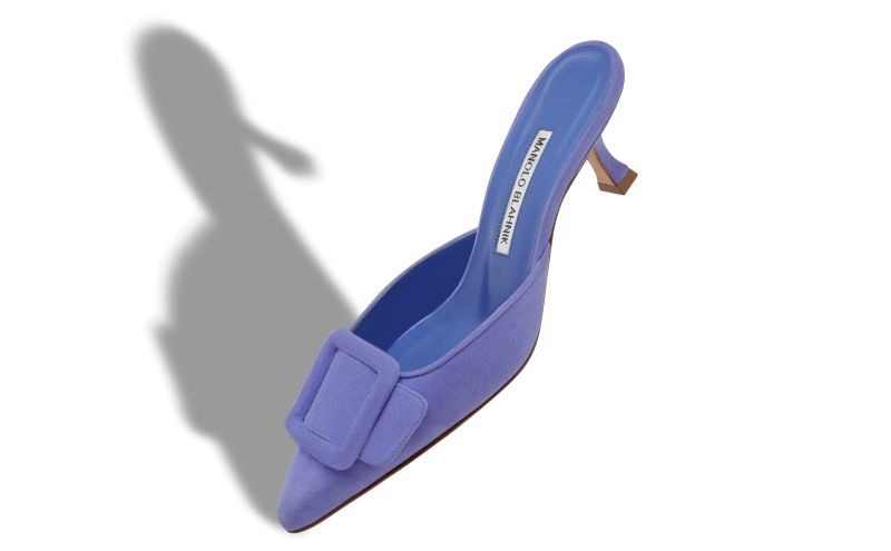 Maysale, Lavender Suede Buckle Mules - £595.00