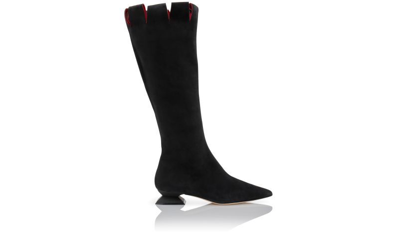 Side view of Olle, Black Suede Knee High Boots  - £1,325.00