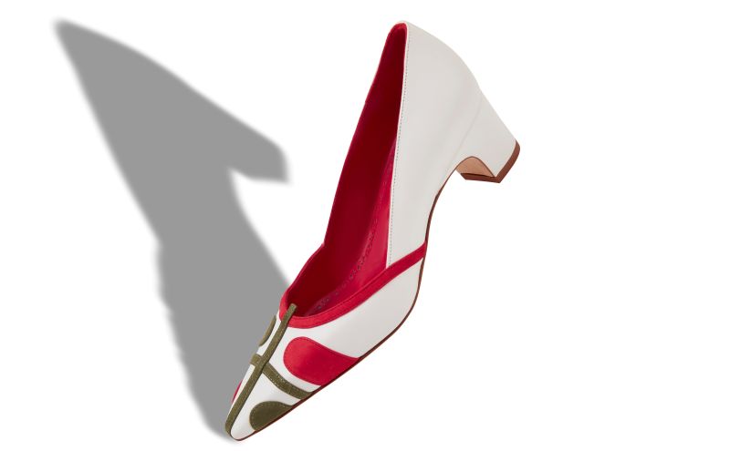 Tenzin, White, Red and Green Nappa Leather Pumps - US$1,025.00