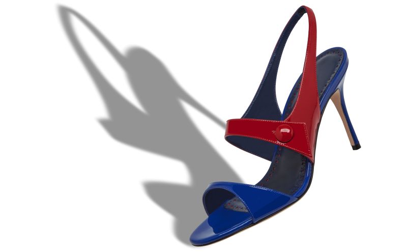 Climnetra, Blue Patent Leather Slingback Sandals  - US$945.00