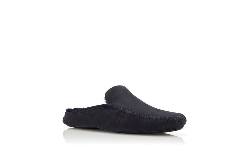 Designer Navy Blue Suede Slippers