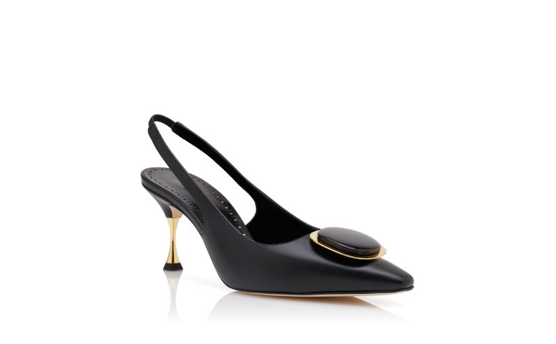 Chiaransli, Black Nappa Leather Slingback Pumps - €945.00