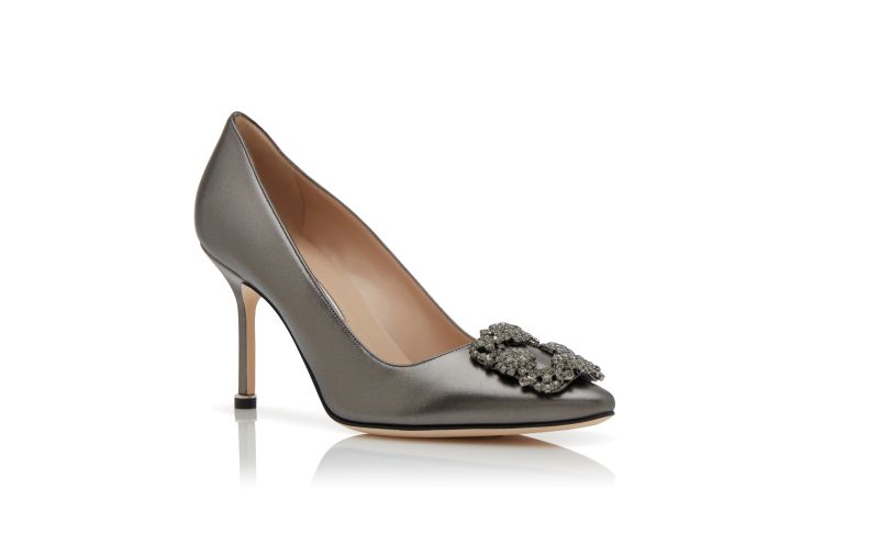 Hangisi 90, Dark Grey Nappa Leather Jewel Buckle Pumps - €1,125.00