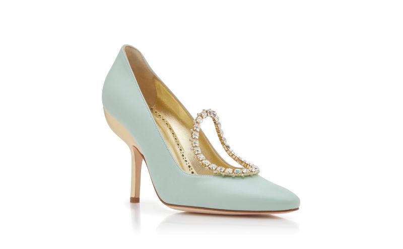 Nazma, Light Green and Gold Nappa Leather Pumps - €1,275.00
