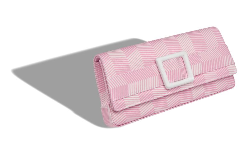 Maygot, Pink and White Grosgrain Buckle Clutch - CA$1,995.00