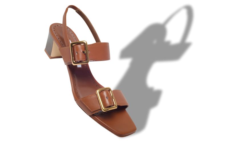 Thalitsli, Brown Nappa Leather Slingback Sandals - US$597.00 