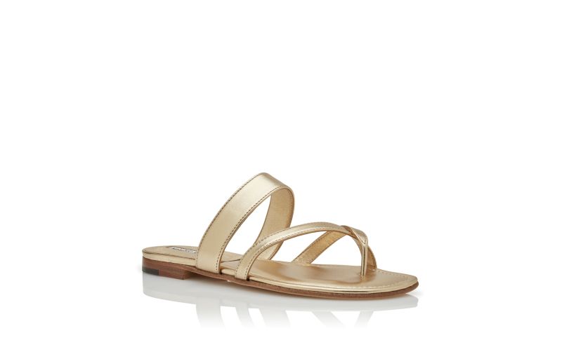 Susa, Gold Nappa Leather Flat Sandals - US$825.00