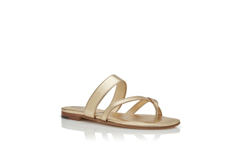 Susa, Gold Nappa Leather Flat Sandals - AU$1,275.00