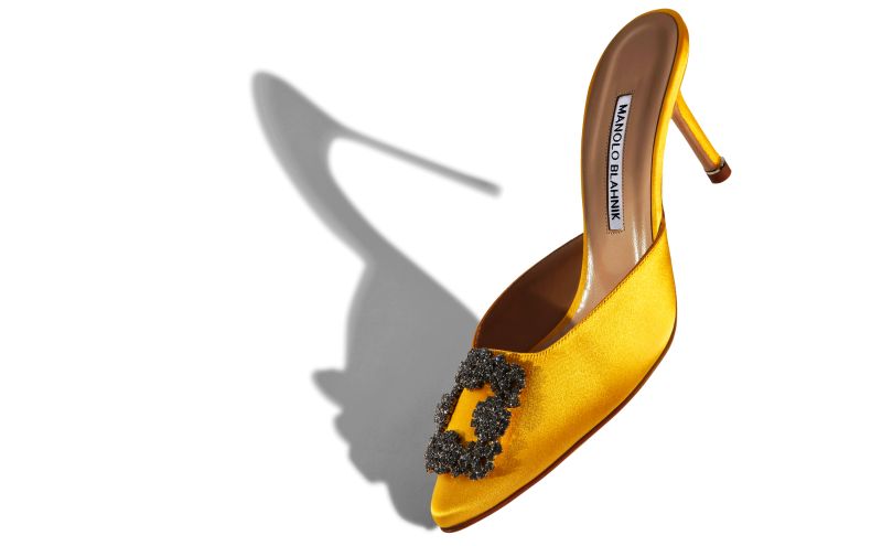 Hangisimu, Yellow Satin Jewel Buckle Mules - €995.00