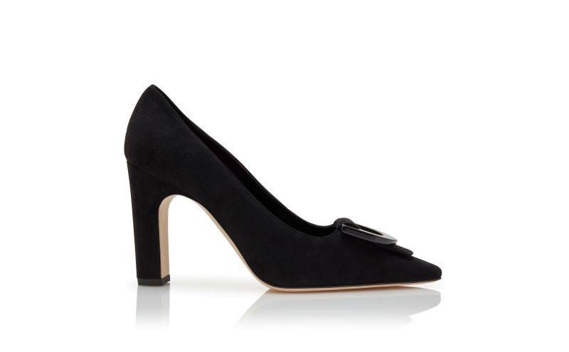 Side view of Beti, Black Suede Pointed Toe Pumps  - AU$1,535.00