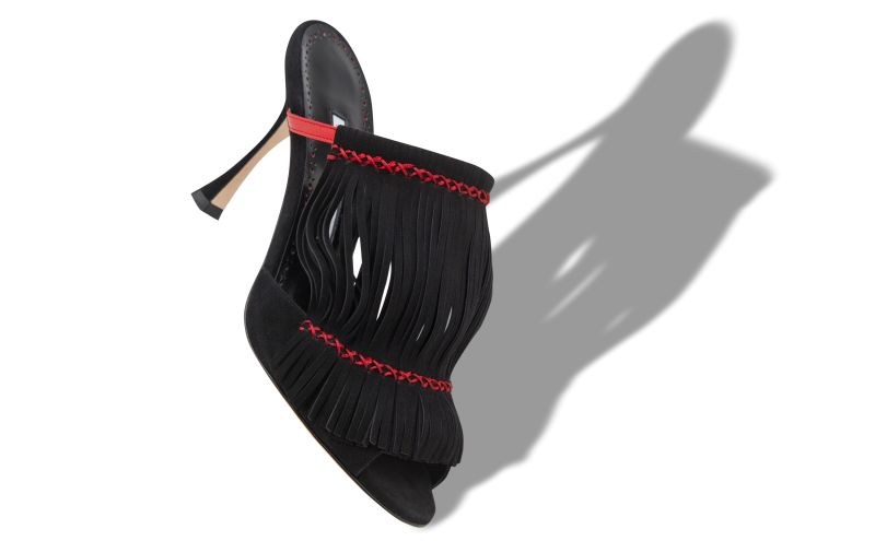 Rafiki, Red Suede Fringe Detail Mules  - US$568.00 