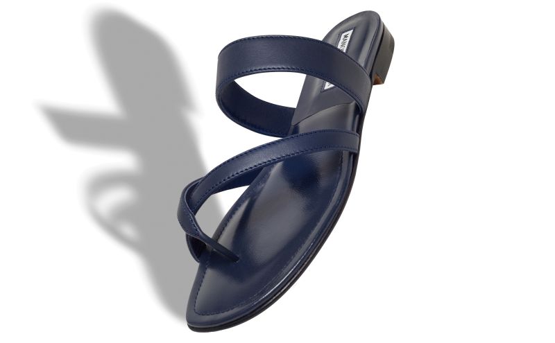 Susa, Navy Nappa Leather Flat Sandals - US$865.00