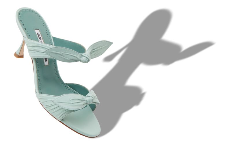 Lollo, Light Green Nappa Leather Bow Detail Mules - £775.00 