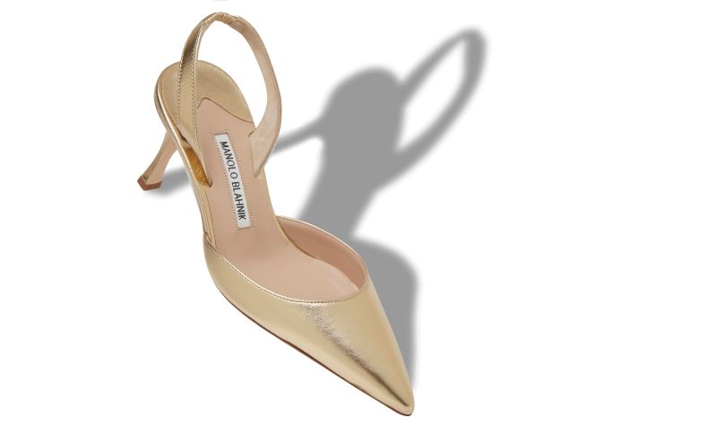 Carolyne 70, Gold Nappa Leather Slingback Pumps - AU$1,375.00 