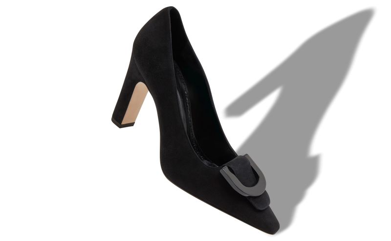 Beti, Black Suede Pointed Toe Pumps  - AU$1,535.00 