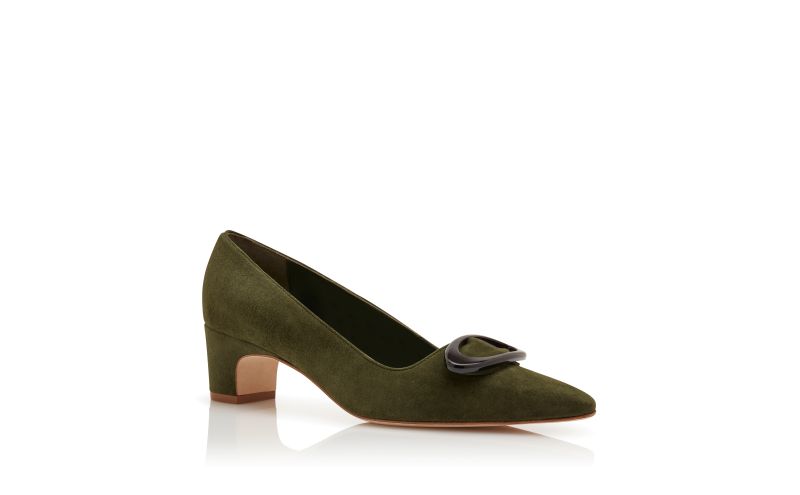Fenix, Dark Green Suede Pointed Toe Pumps - £825.00