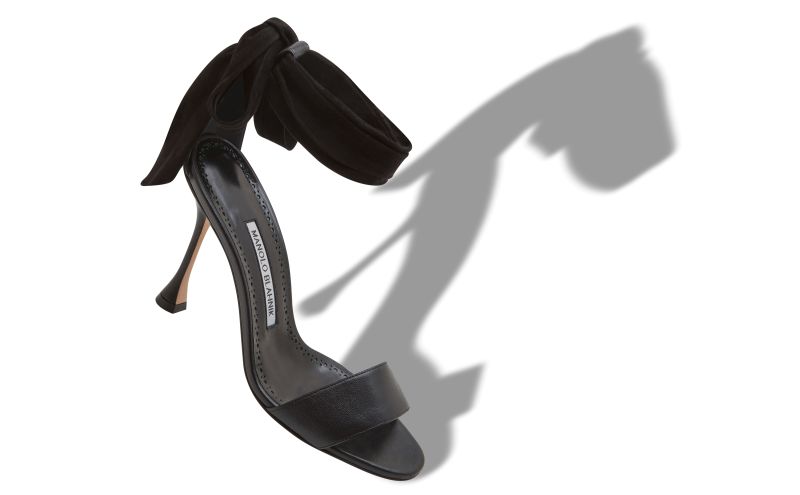 Chastana, Black Nappa Leather Bow Detail Sandals - US$473.00 