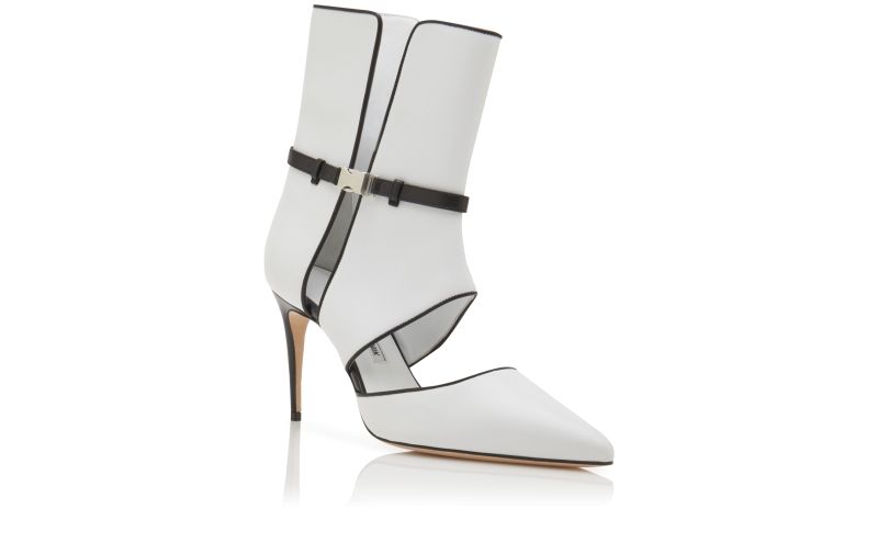 Trifulca, White and Black Nappa Leather Mid Calf Pumps - £1,025.00