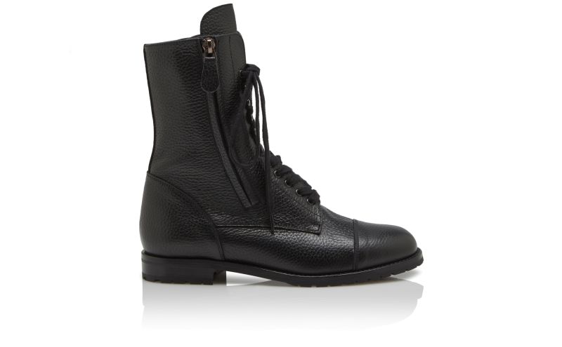 Side view of Campcha, Black Calf Leather Military Boots - US$1,145.00