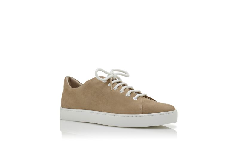 Designer Light Khaki Suede Low Cut Sneakers
