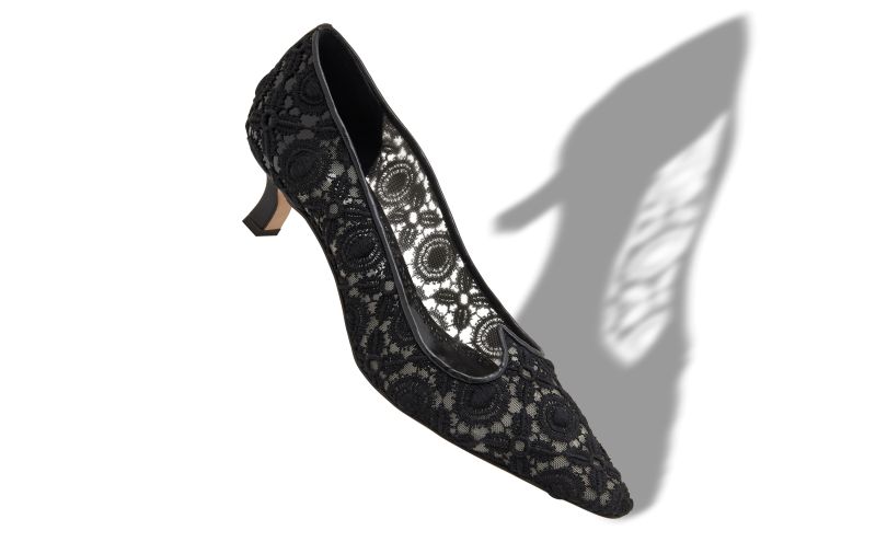 Euridi, Black Lace Pointed Toe Pumps - €950.00 