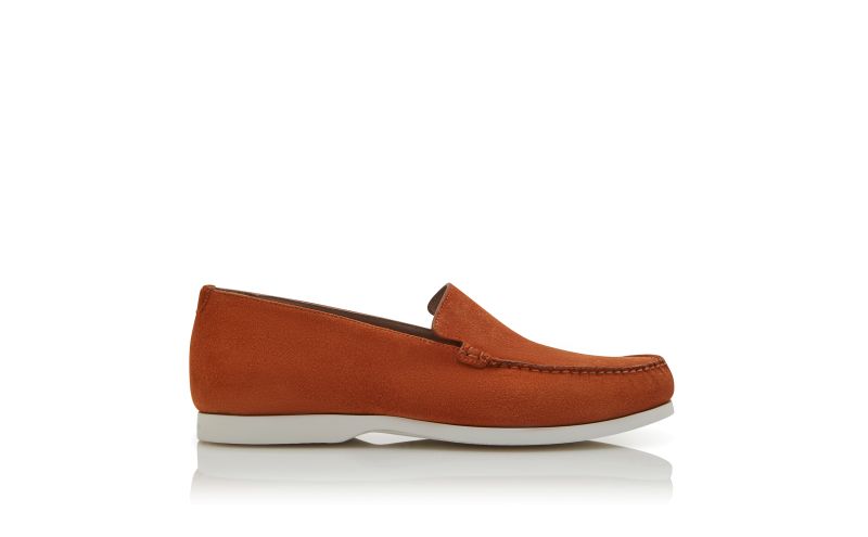 Side view of Monaco, Orange Suede Boat Shoes - AU$1,255.00