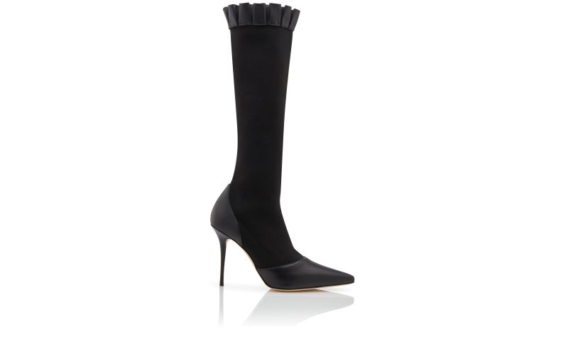 Side view of Nafarhi, Black Nappa Leather Knee High Boots - AU$1,168.00
