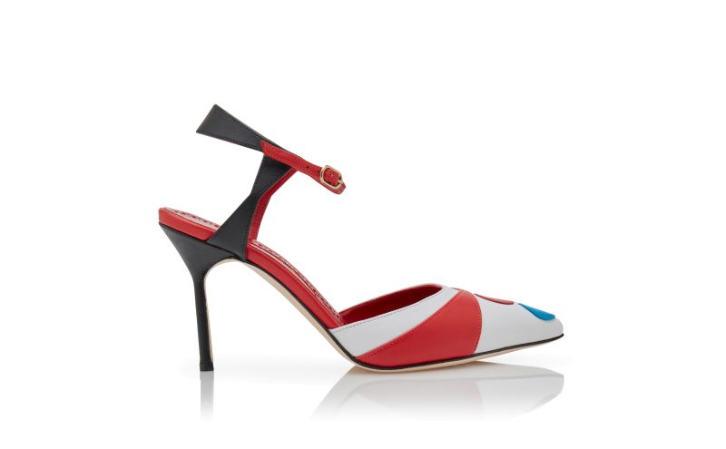 Side view of Arminda, White, Red and Black Nappa Leather Pumps - AU$1,485.00