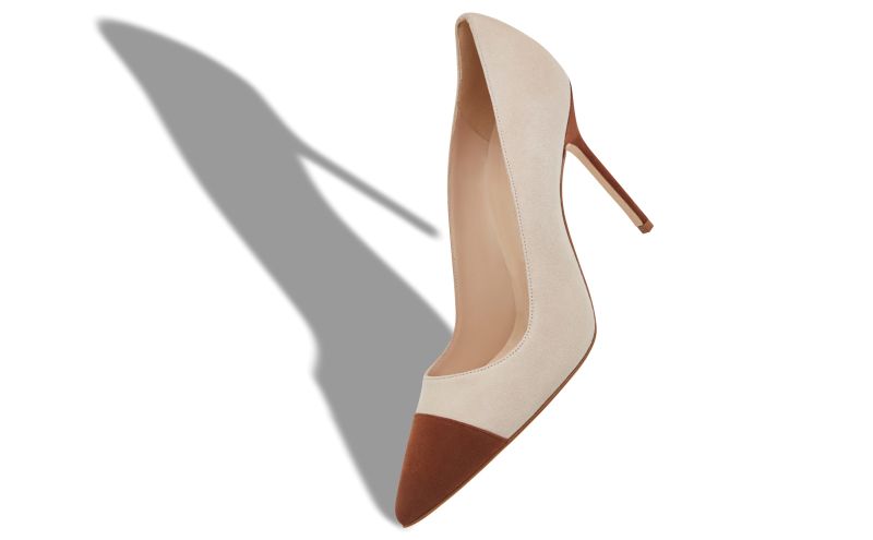 Capcour, Brown and Beige Suede Pointed Toe Pumps - £348.00