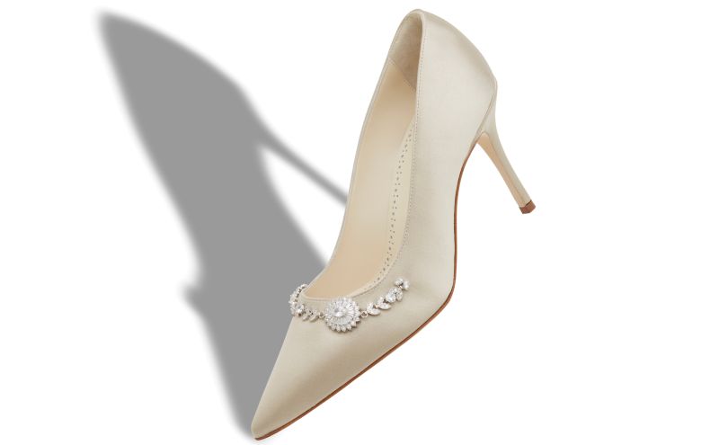 Lamikpump, Cream Satin Embellished Pumps - US$735.00