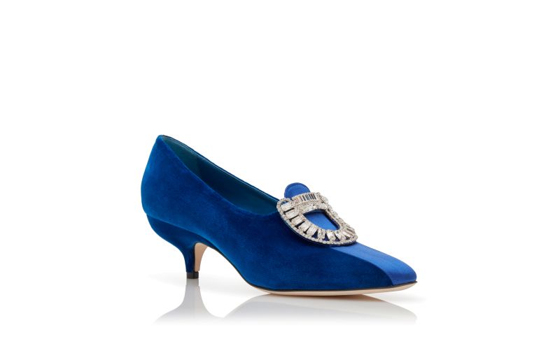 Statius, Blue Velvet Embellished Pumps - US$735.00