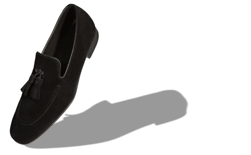 Designer Black Suede Tassel Loafers