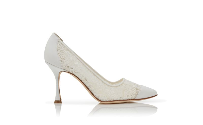 SOLOLARIA White Lace Pointed Toe Pumps Manolo Blahnik
