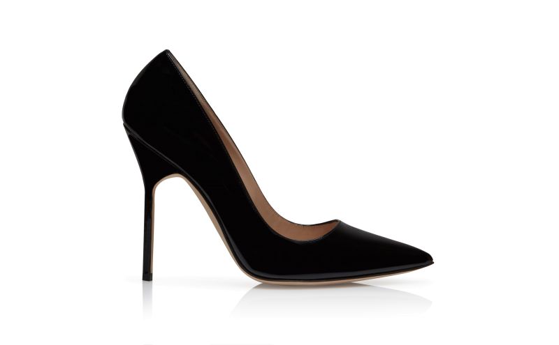 Side view of Bb 115, Black Patent Leather Pointed Toe Pumps - £595.00