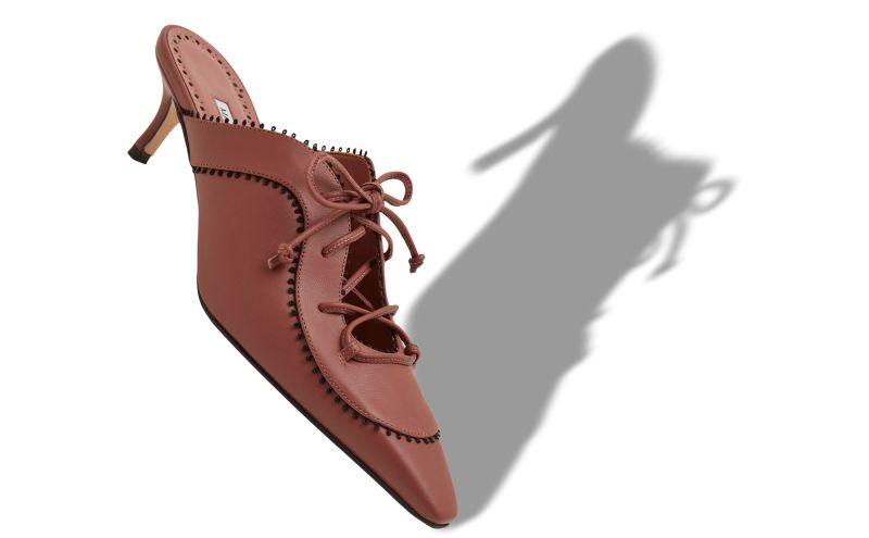 Palatina, Brown Nappa Leather Lace-Up Mules - €1,025.00 