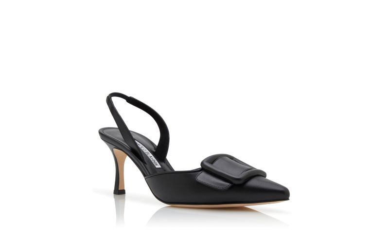 Maysli, Black Nappa Leather Slingback Pumps - US$845.00