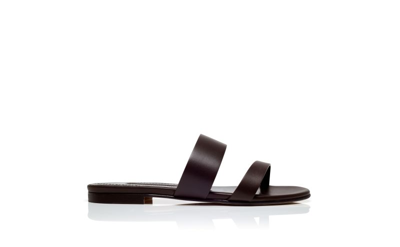 Side view of Serrato, Dark Brown Calf Leather Flat Sandals - US$465.00