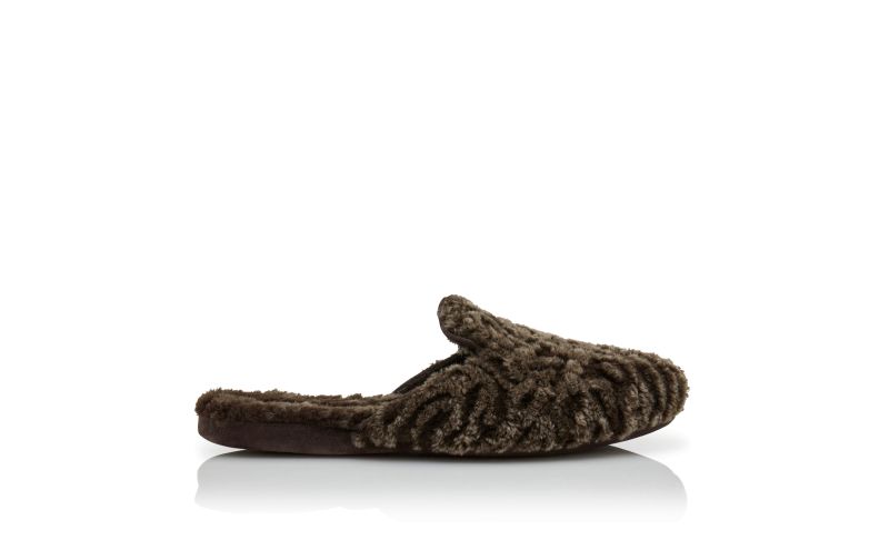 Side view of Montague, Brown Shearling Slippers - £525.00