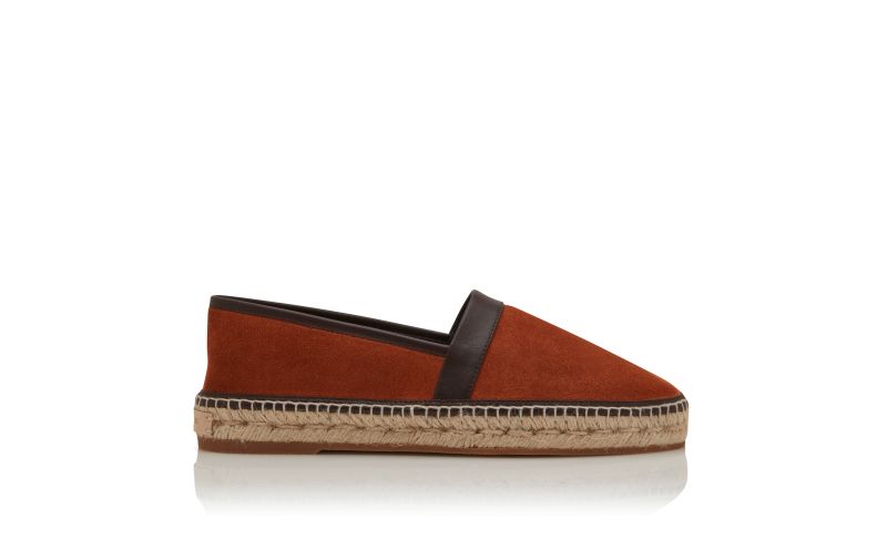 Side view of Nerano, Orange Calf Suede Espadrilles - AU$1,075.00