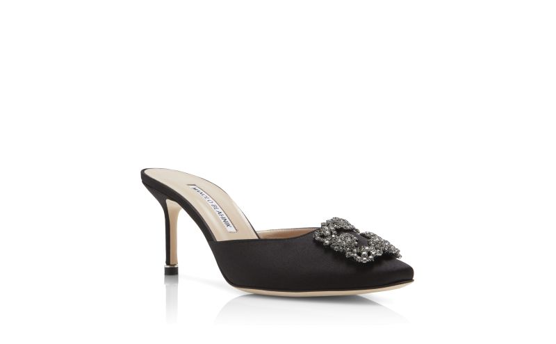 Hangisimu, Black Satin Jewel Buckle Mules - CA$1,425.00