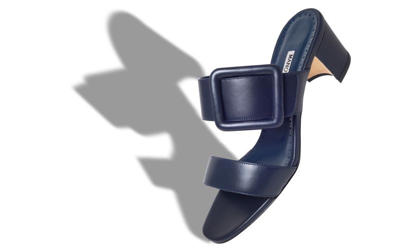 Titubanew, Navy Blue Nappa Leather Open Toe Mules - US$845.00