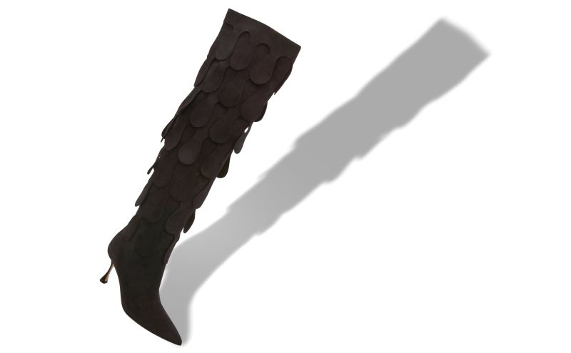 Rached, Black Suede Knee High Boots - US$1,430.00 
