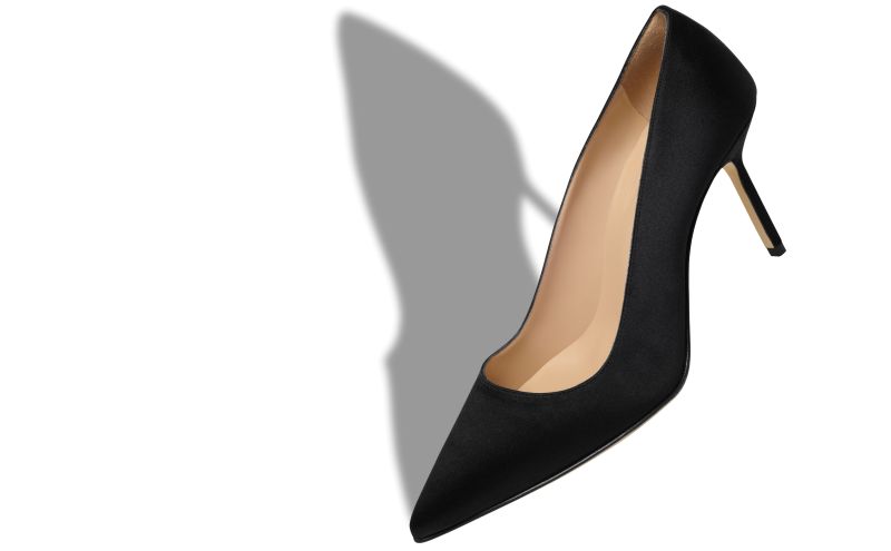 Bb 90, Black Satin Pointed Toe Pumps - US$865.00