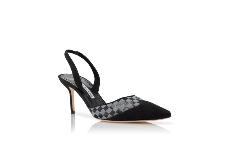 Mingosli, Black Mesh Checkered Slingback Mules - CA$1,095.00