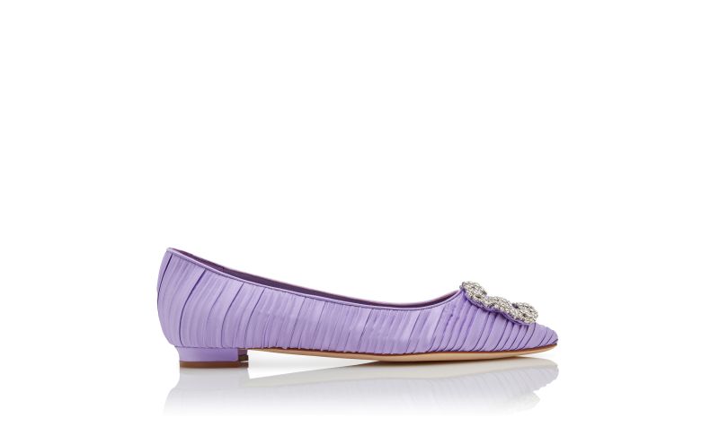 Side view of Hangisiflat, Purple Satin Jewel Buckle Flat Pumps - AU$1,203.00