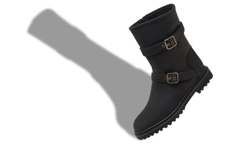 Sulaltrosa, Black Nubuck Dual Buckle Ankle Boots  - US$1,495.00