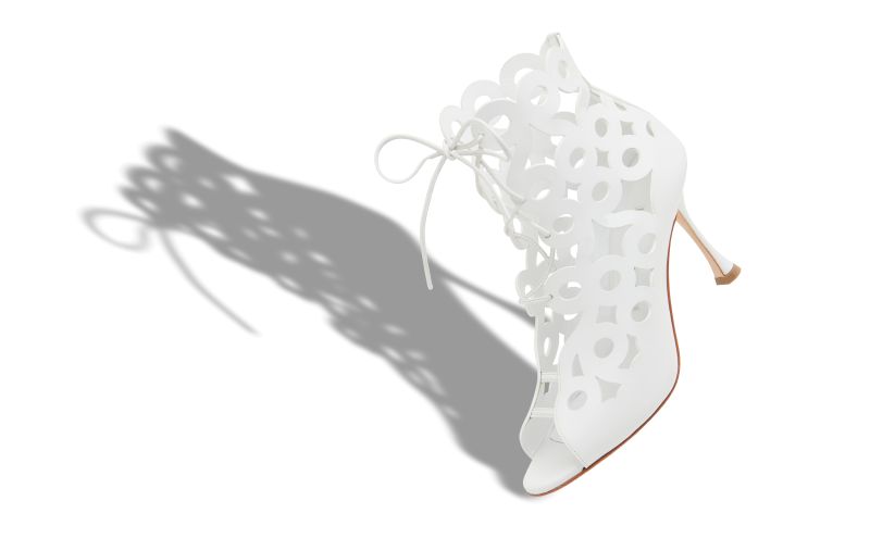 Taralo, White Calf Leather Geometric Cut Out Boots - CA$1,685.00
