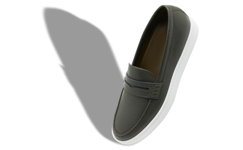 Ellis, Dark Green Calf Leather Slip-On Loafers - CA$945.00