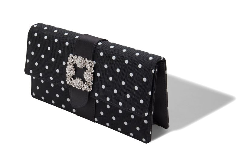 Capri, Black and White Satin Jewel Buckle Clutch - €1,695.00