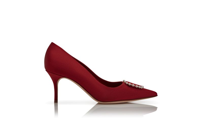 Side view of Kifaclo, Red Satin Pearl Detail Pumps  - £537.00